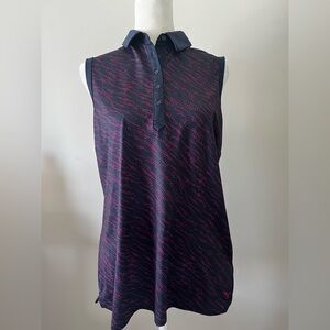Puma Navy and Pink Patterned Sleeveless Golf Top